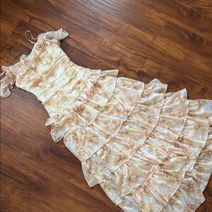 Fairycore Floral Ruffled Maxi Dress